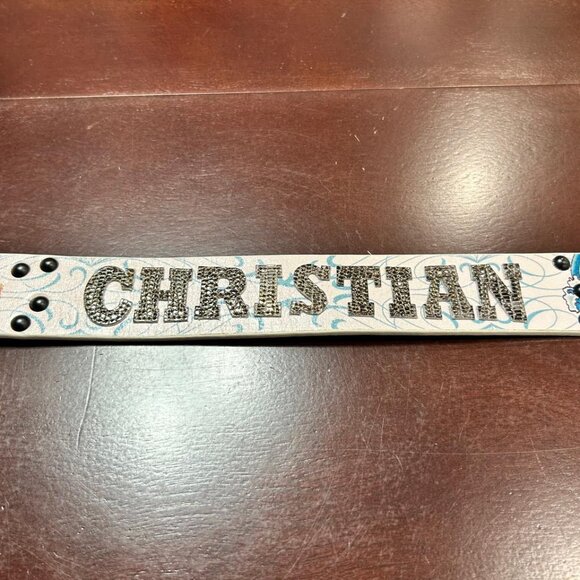 Christian Audigier Vintage Handmade Genuine Leather Belt (Python Logo Effect) - Picture 3 of 8